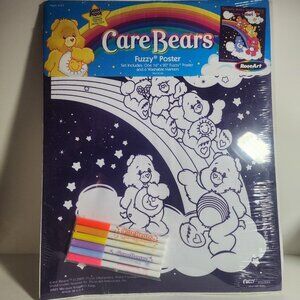 Vintage 2005 Care Bears Fuzzy Poster Set RoseArt 16x20 Coloring Kit Markers